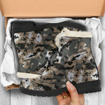 Brown And Black Camouflage Print Comfy Boots GearFrost