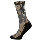 Brown And Black Camouflage Print Crew Socks