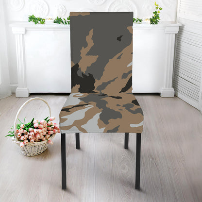 Brown And Black Camouflage Print Dining Chair Slipcover