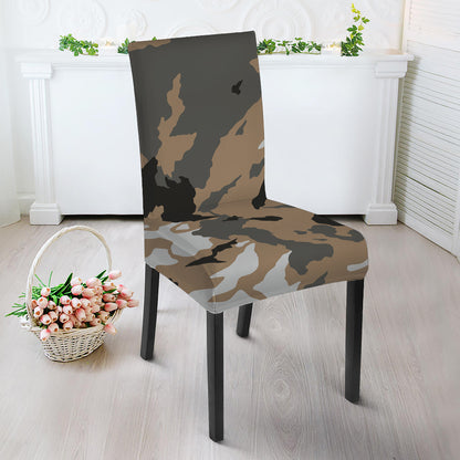 Brown And Black Camouflage Print Dining Chair Slipcover