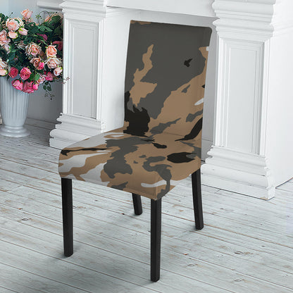Brown And Black Camouflage Print Dining Chair Slipcover