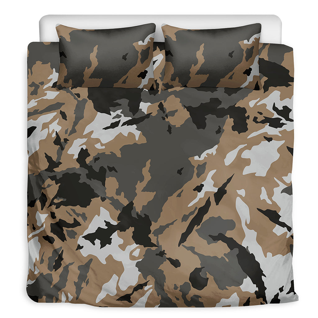 Brown And Black Camouflage Print Duvet Cover Bedding Set