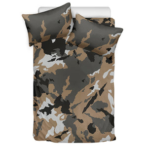 Brown And Black Camouflage Print Duvet Cover Bedding Set