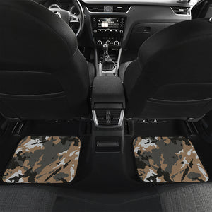Brown And Black Camouflage Print Front and Back Car Floor Mats