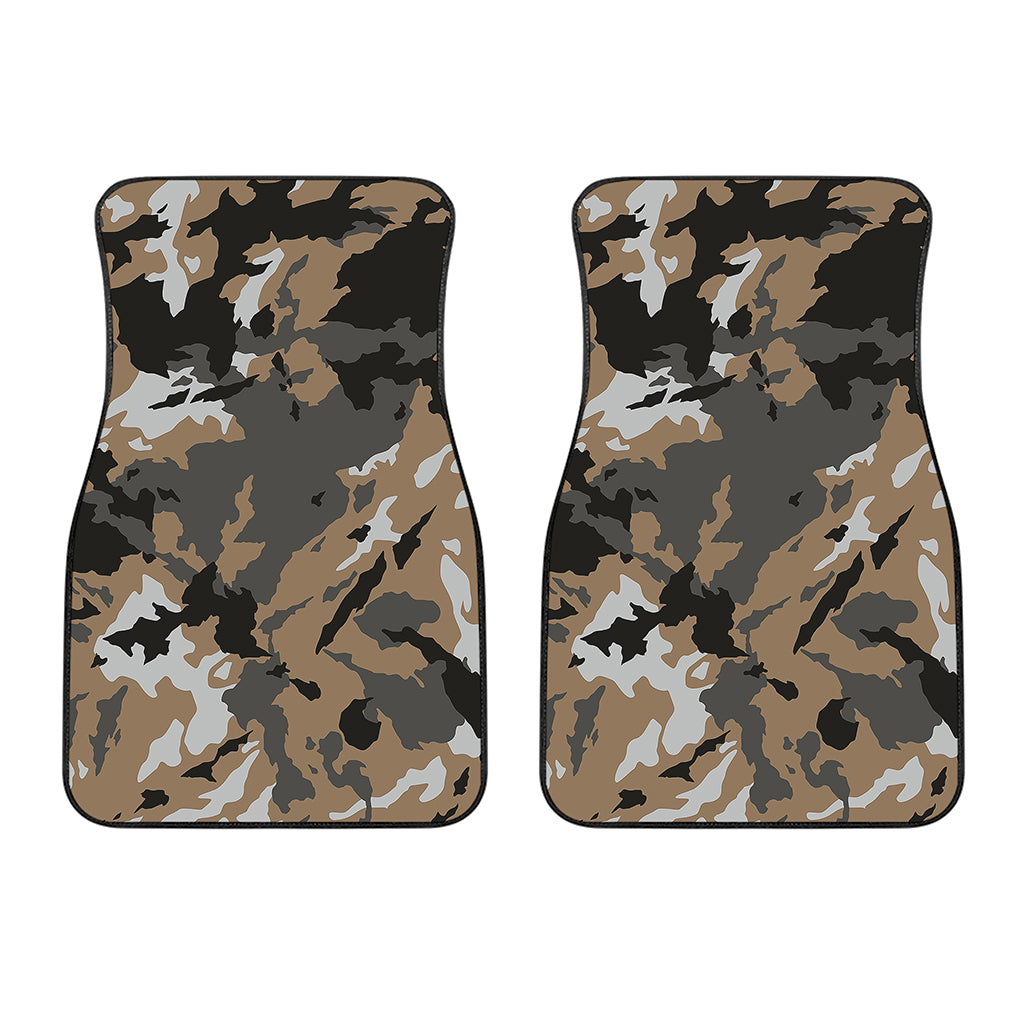 Brown And Black Camouflage Print Front Car Floor Mats