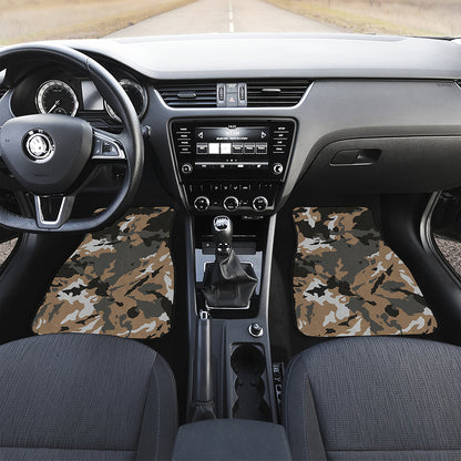 Brown And Black Camouflage Print Front Car Floor Mats