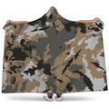 Brown And Black Camouflage Print Hooded Blanket