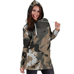 Brown And Black Camouflage Print Hoodie Dress GearFrost