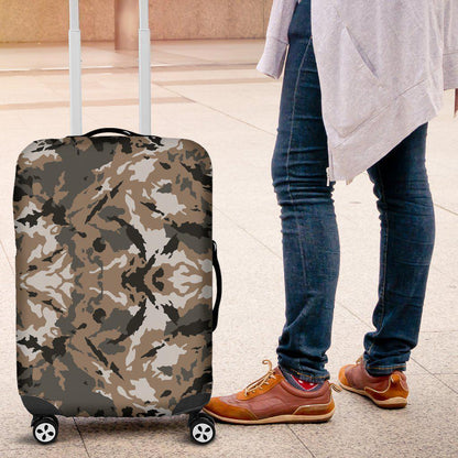 Brown And Black Camouflage Print Luggage Cover GearFrost