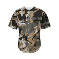 Brown And Black Camouflage Print Men's Baseball Jersey