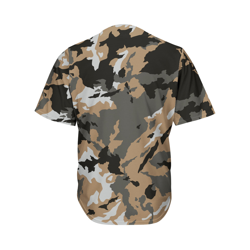 Brown And Black Camouflage Print Men's Baseball Jersey