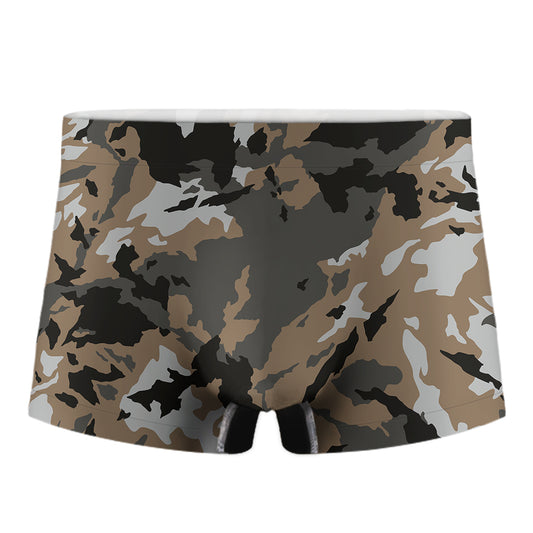 Brown And Black Camouflage Print Men's Boxer Briefs