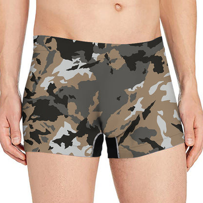Brown And Black Camouflage Print Men's Boxer Briefs