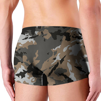Brown And Black Camouflage Print Men's Boxer Briefs