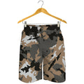 Brown And Black Camouflage Print Men's Shorts