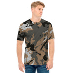 Brown And Black Camouflage Print Men's T-Shirt