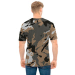 Brown And Black Camouflage Print Men's T-Shirt
