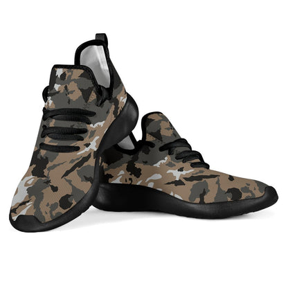 Brown And Black Camouflage Print Mesh Knit Shoes GearFrost
