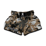 Brown And Black Camouflage Print Muay Thai Boxing Shorts