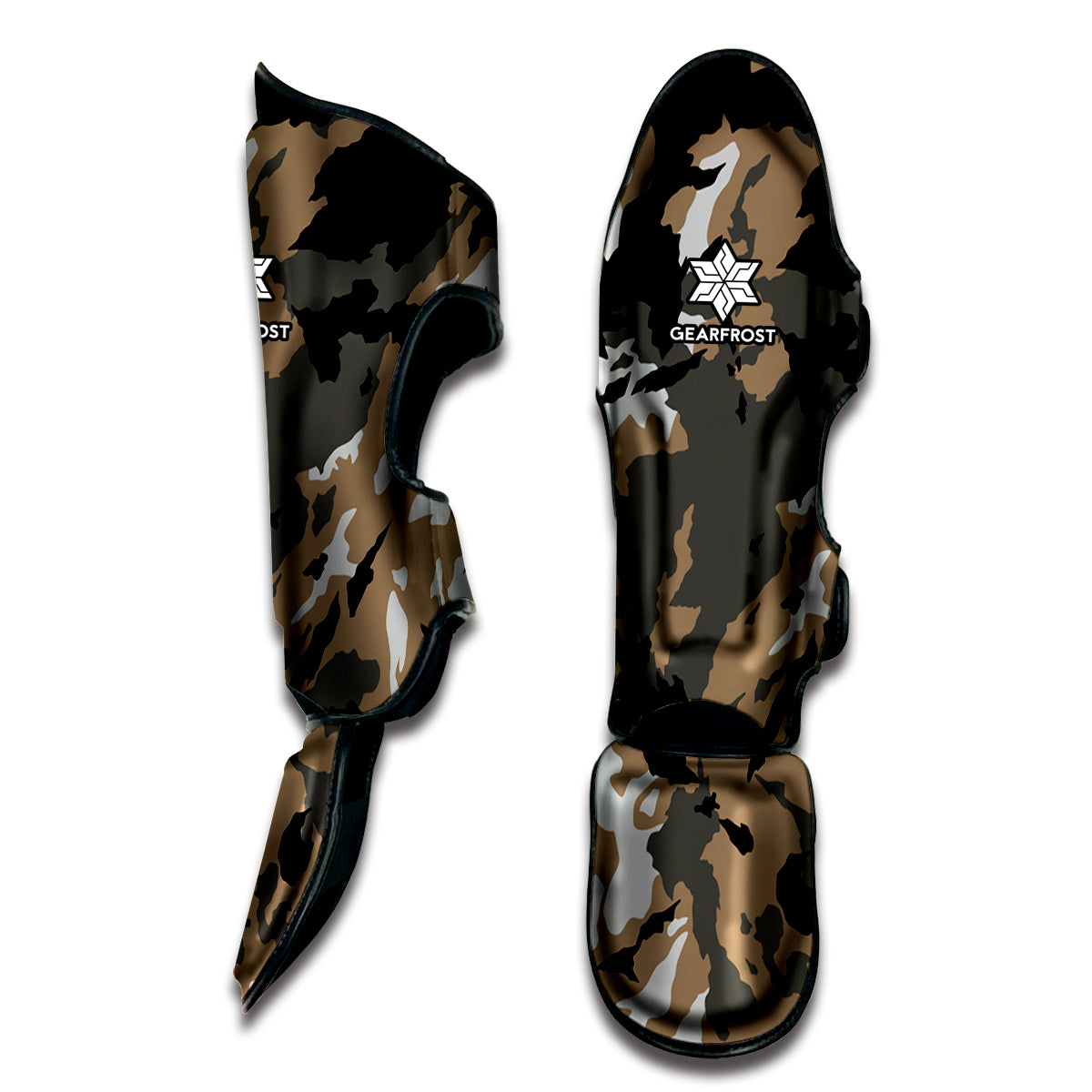 Brown And Black Camouflage Print Muay Thai Shin Guard