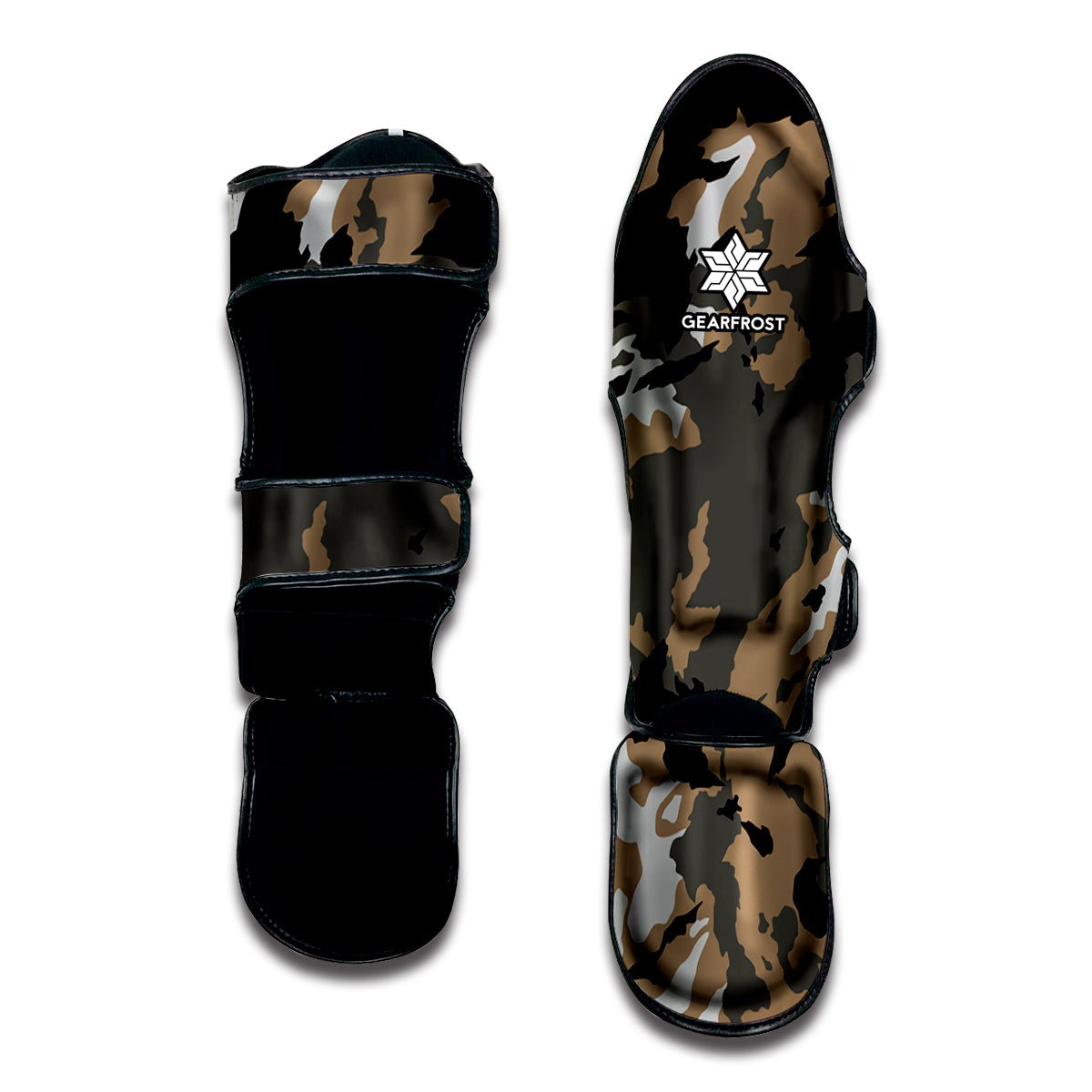 Brown And Black Camouflage Print Muay Thai Shin Guard