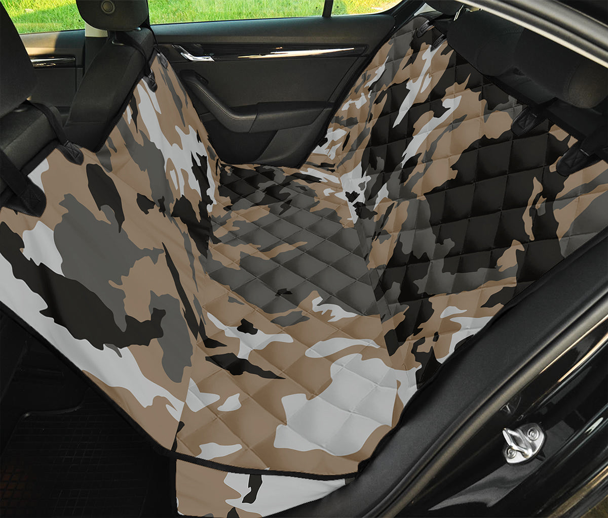 Brown And Black Camouflage Print Pet Car Back Seat Cover