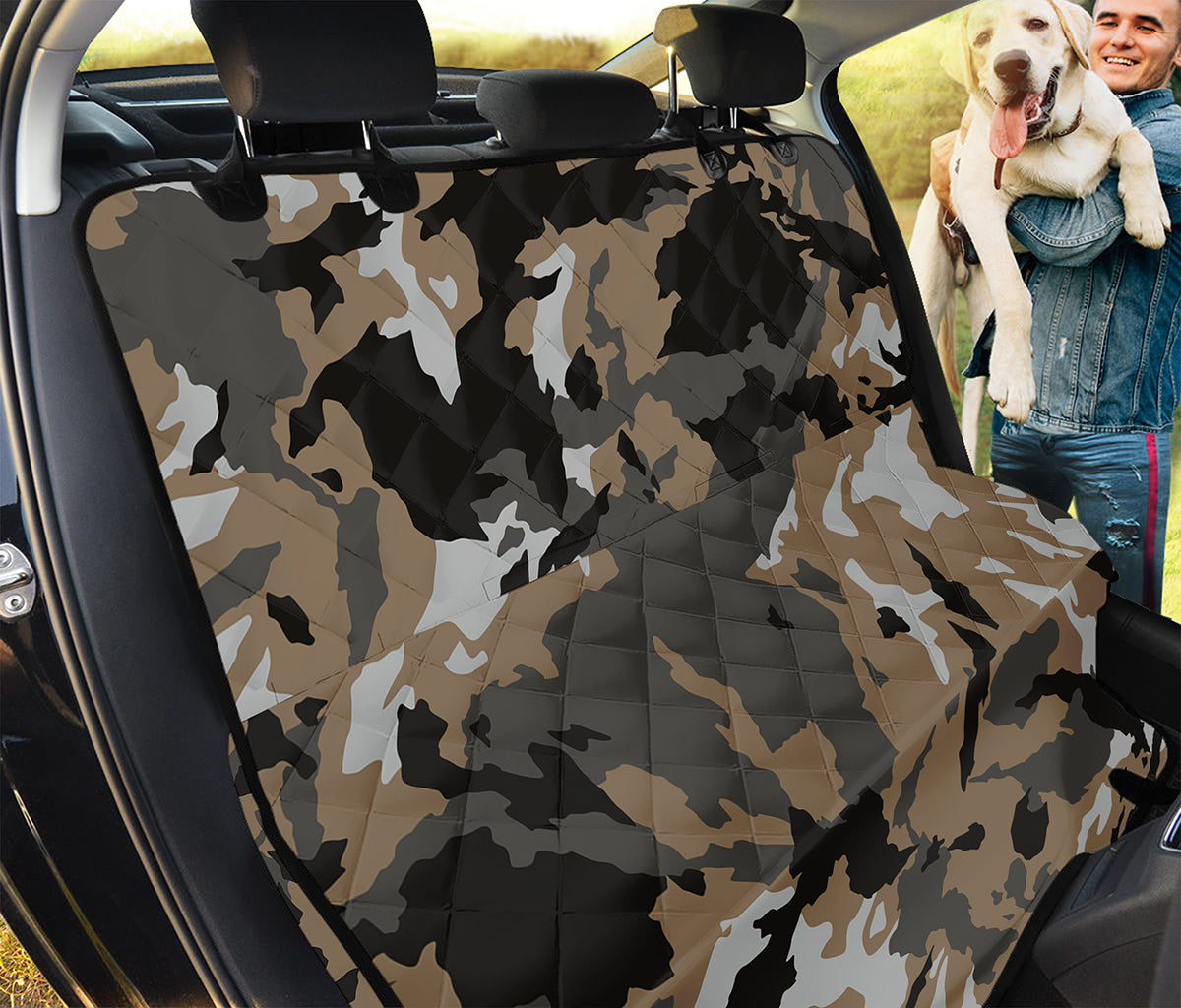 Brown And Black Camouflage Print Pet Car Back Seat Cover