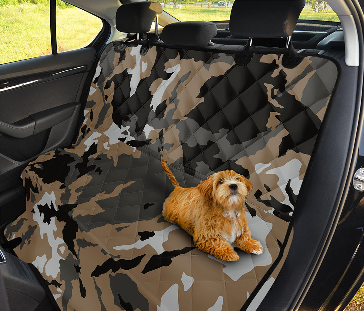 Brown And Black Camouflage Print Pet Car Back Seat Cover