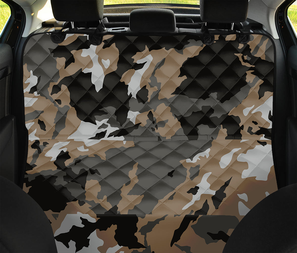 Brown And Black Camouflage Print Pet Car Back Seat Cover