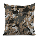Brown And Black Camouflage Print Pillow Cover