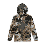 Brown And Black Camouflage Print Pullover Hoodie