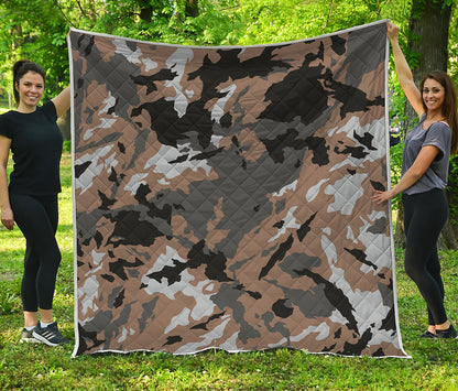 Brown And Black Camouflage Print Quilt