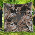 Brown And Black Camouflage Print Quilt