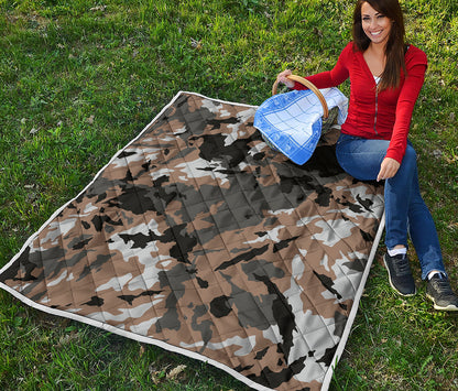 Brown And Black Camouflage Print Quilt