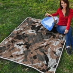 Brown And Black Camouflage Print Quilt
