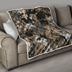 Brown And Black Camouflage Print Quilt