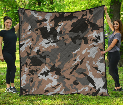 Brown And Black Camouflage Print Quilt