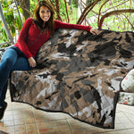 Brown And Black Camouflage Print Quilt