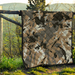 Brown And Black Camouflage Print Quilt