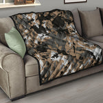 Brown And Black Camouflage Print Quilt