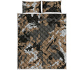 Brown And Black Camouflage Print Quilt Bed Set