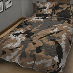 Brown And Black Camouflage Print Quilt Bed Set