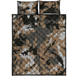 Brown And Black Camouflage Print Quilt Bed Set