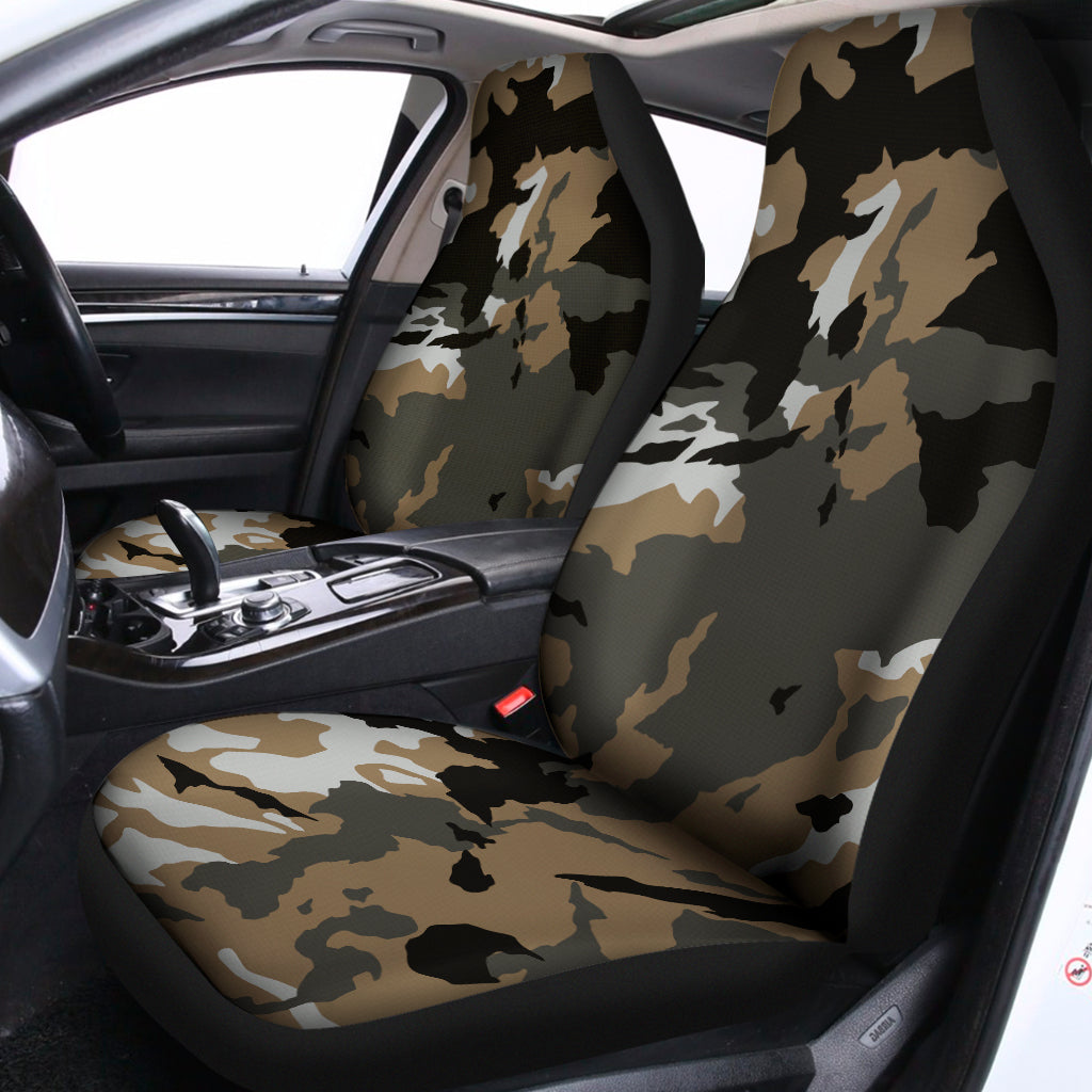 Brown And Black Camouflage Print Universal Fit Car Seat Covers