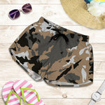 Brown And Black Camouflage Print Women's Shorts