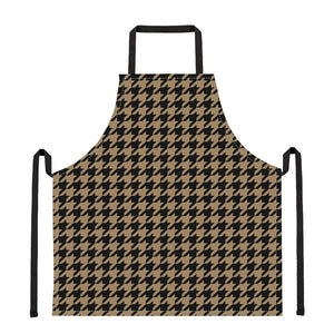 Brown And Black Houndstooth Print Apron