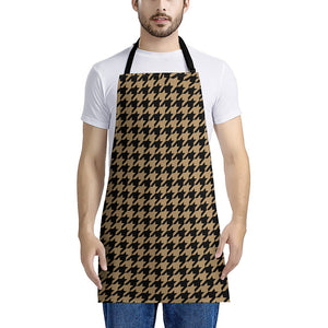 Brown And Black Houndstooth Print Apron