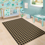 Brown And Black Houndstooth Print Area Rug