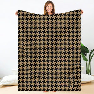 Brown And Black Houndstooth Print Blanket