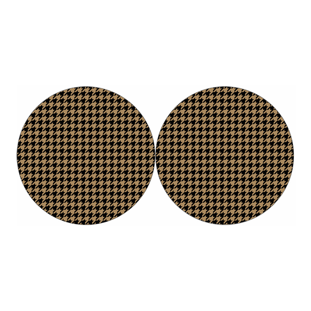 Brown And Black Houndstooth Print Car Coasters